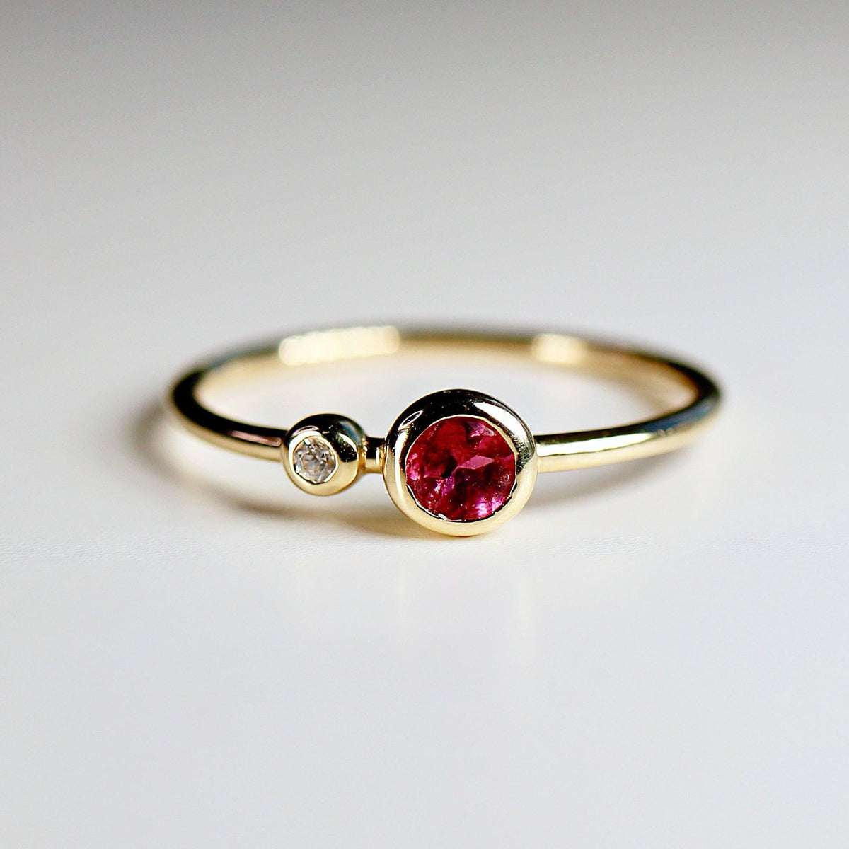 14k Gold Diamond &amp; Pink Tourmaline Ring - Melt'm Jewelry