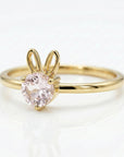 October Birthstone Bunny Ring 14k Gold - Opal or Pink Tourmaline - Melt'm Jewelry