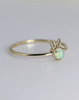 October Birthstone Bunny Ring 14k Gold - Opal or Pink Tourmaline - Melt'm Jewelry