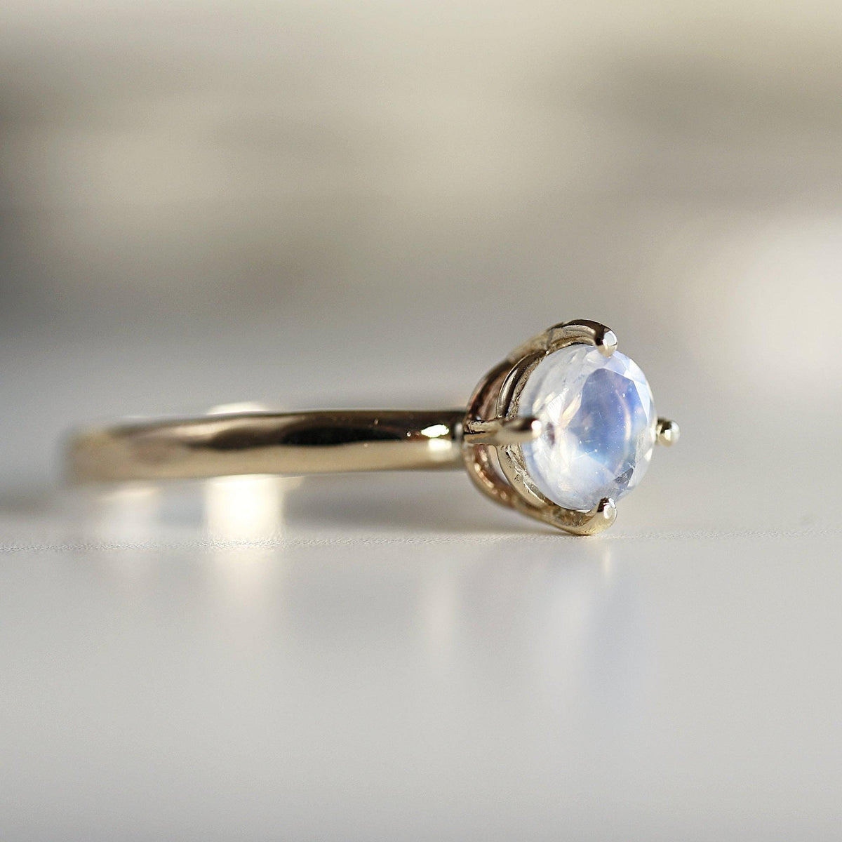 Rainbow Moonstone 14k Gold Ring - Melt'm Jewelry