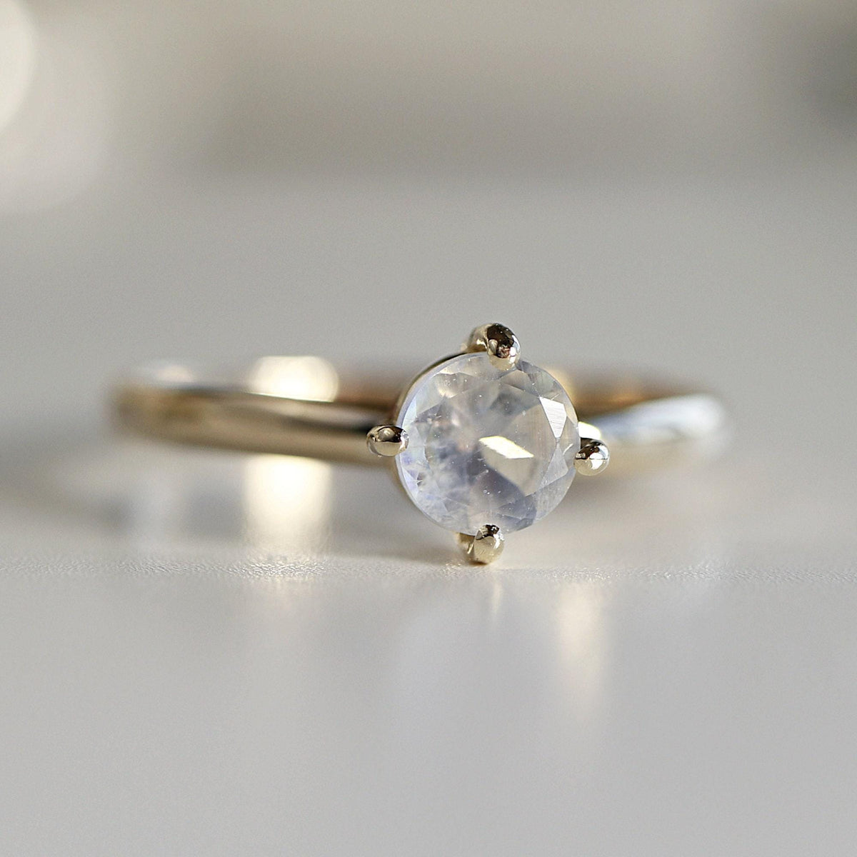 Rainbow Moonstone 14k Gold Ring - Melt'm Jewelry