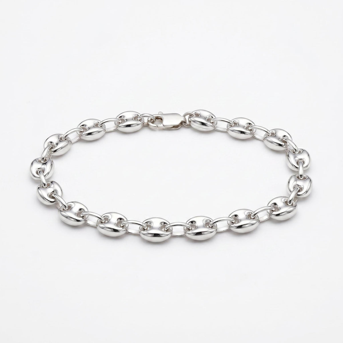 Sterling Silver 6.3 mm Puffy Mariner Chain Bracelet | Unisex Anchor Link - Melt'm Jewelry