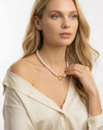 Freshwater Pearl Toggle Necklace 10-12mm with Hammered Gold Filled Clasp - Melt'm Jewelry