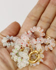 Hand Knotted Rondelle Moonstone Necklace on Rainbow Silk, Gold Filled Figure Eight Charm Holder - Melt'm Jewelry