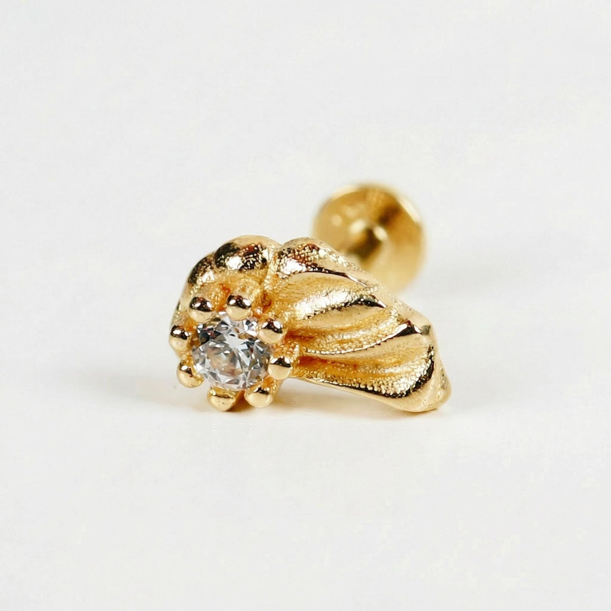 Wing Flat Back Earrings 14k Solid Gold (SINGLE OR PAIR) - Melt'm Jewelry