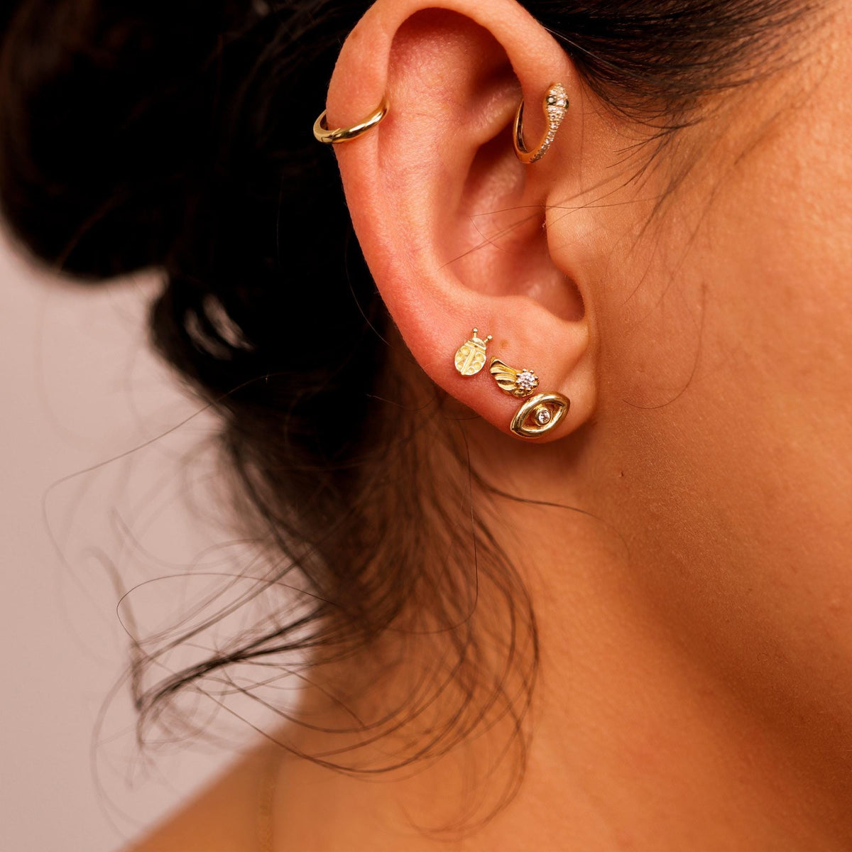 Wing Flat Back Earrings 14k Solid Gold (SINGLE OR PAIR) - Melt'm Jewelry