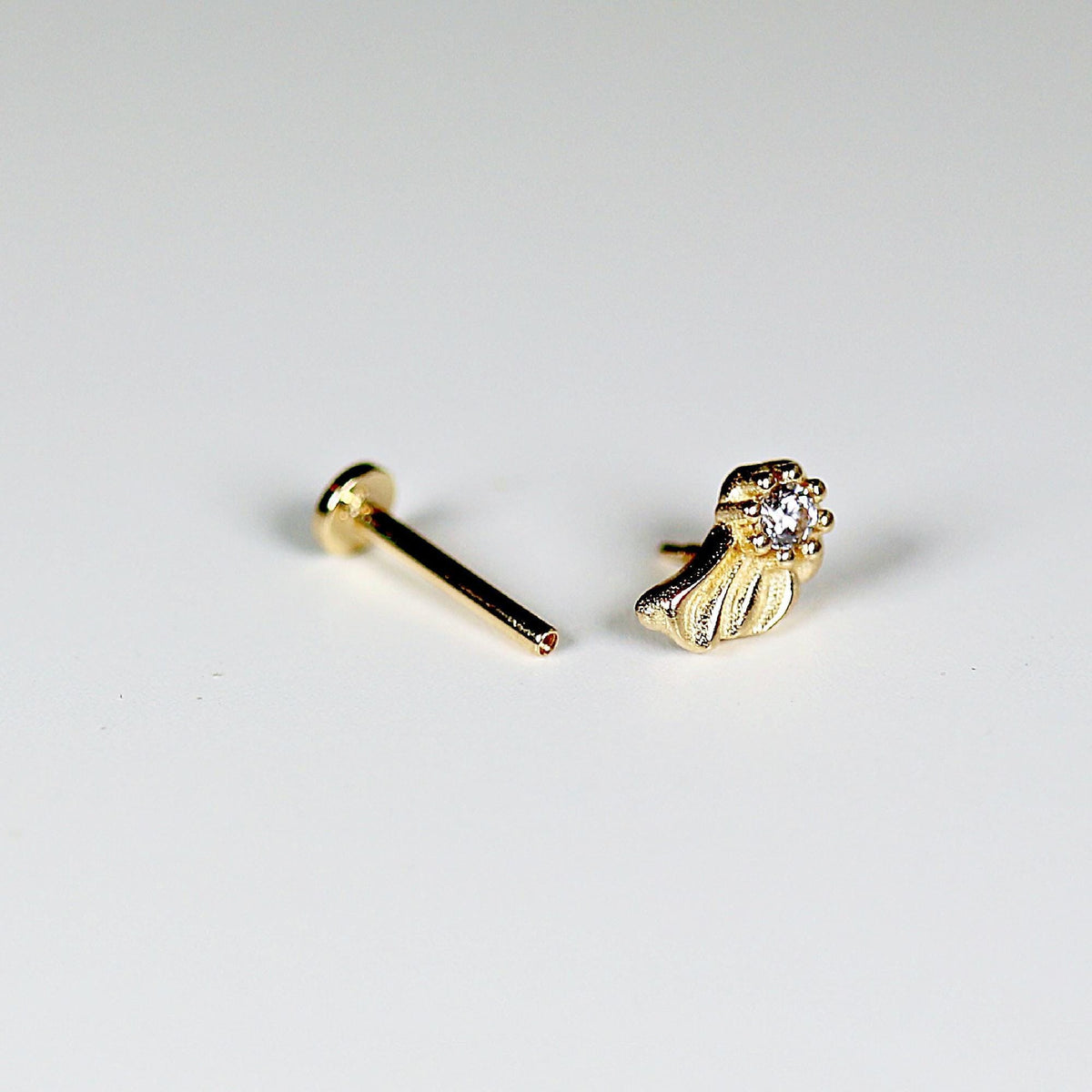 Wing Flat Back Earrings 14k Solid Gold (SINGLE OR PAIR) - Melt'm Jewelry