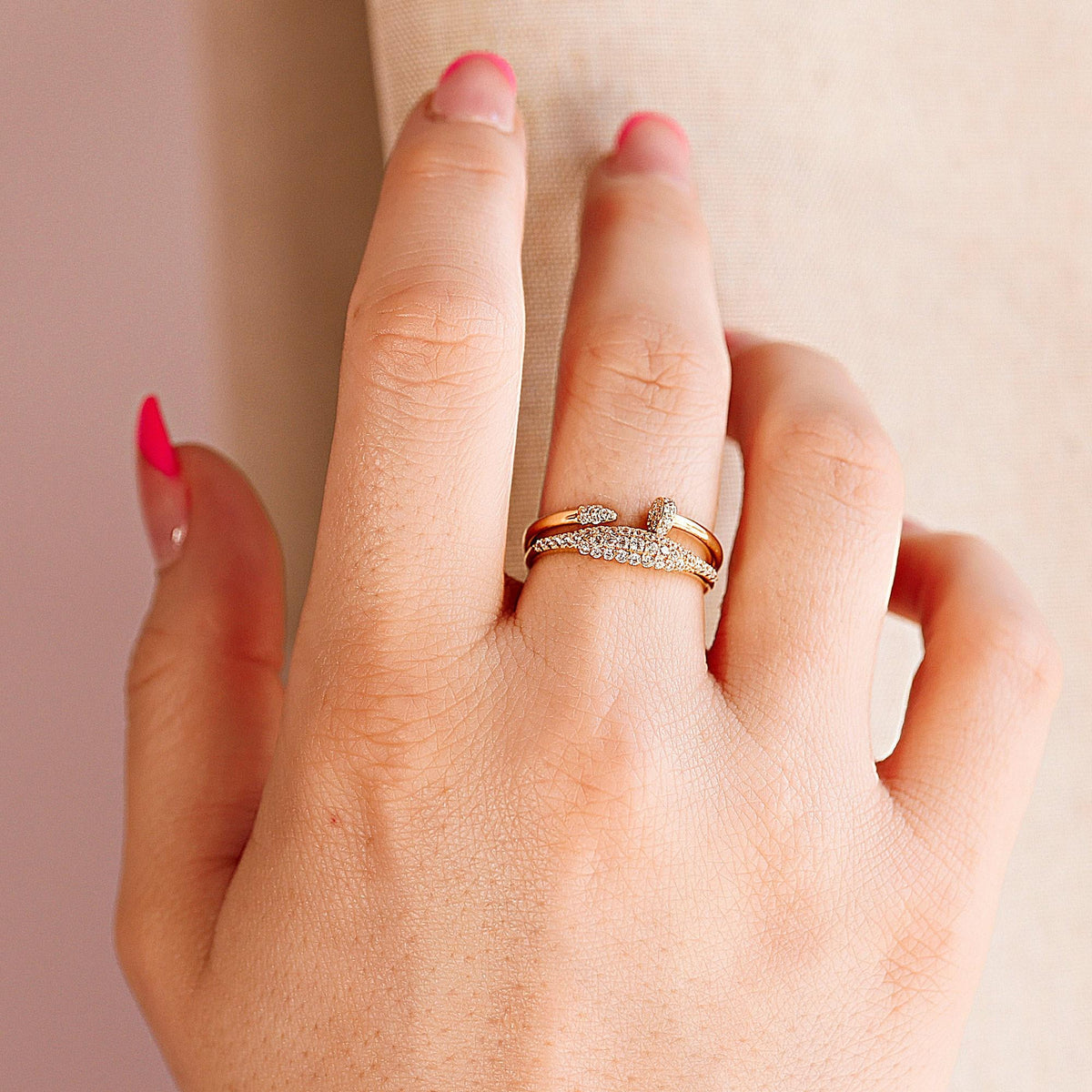 14k Gold Micro Pave Signet Ring, CZ Stacking Ring - Melt'm Jewelry
