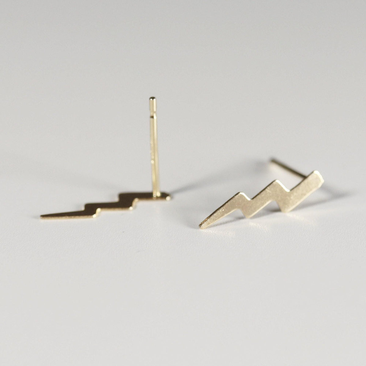 Gold Lightning Bolt Stud Earrings - Melt'm Jewelry
