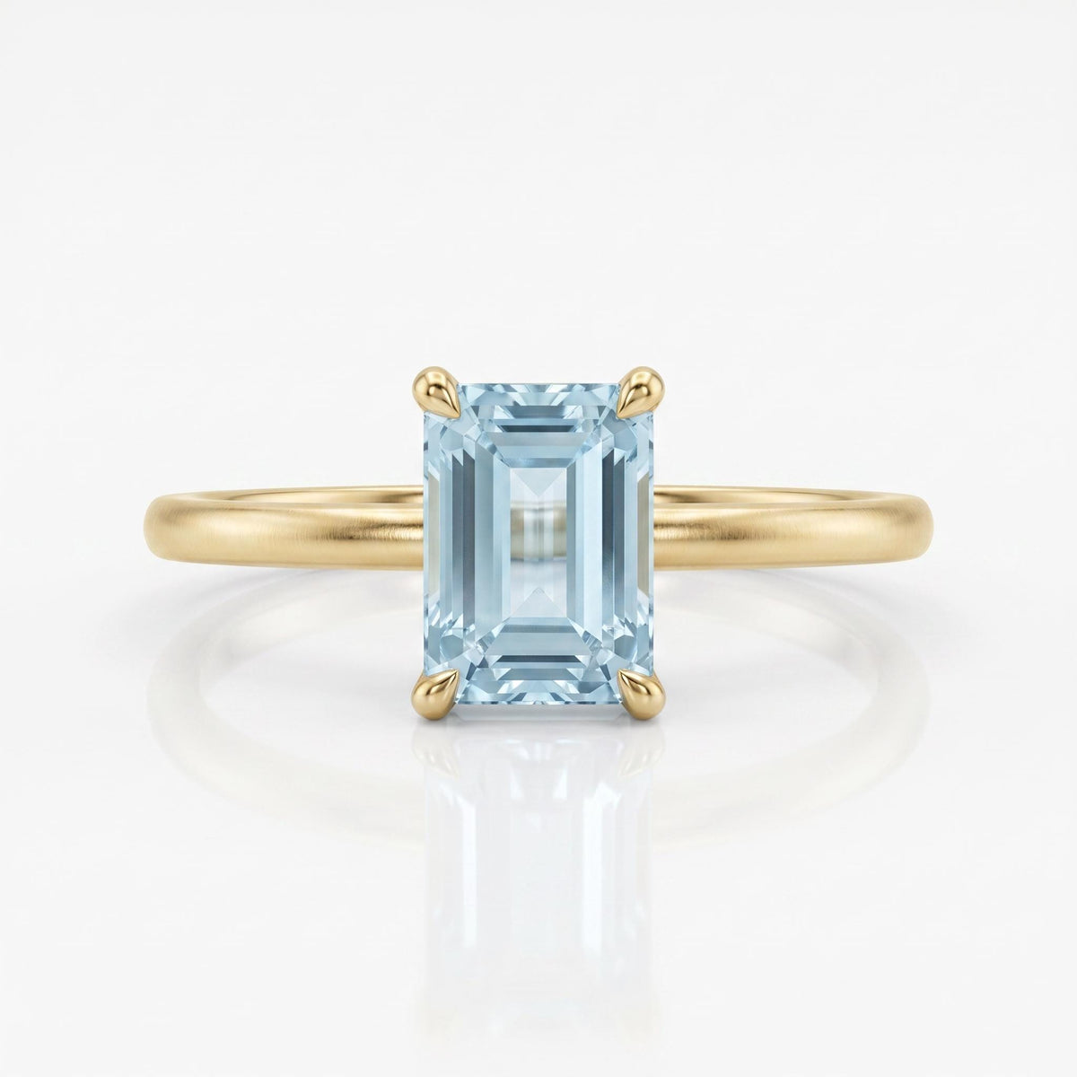 14k Gold Emerald Cut Aquamarine Ring - Melt'm Jewelry