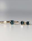 14k Gold Minimalist Blue Diamond Engagement Ring - Melt'm Jewelry