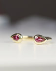 18k Solid Gold Pink Tourmaline Open Cuff Ring - Melt'm Jewelry