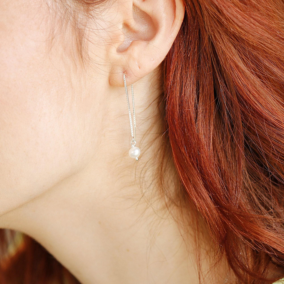 Freshwater Pearl Chain Earrings in Gold Filled, Solid Gold or Sterling Silver - Melt'm Jewelry