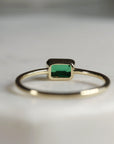 Emerald Cut Bezel Set East West Emerald Ring - Melt'm Jewelry