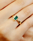 Bezel Set Emerald Ring 14k Solid Gold - Melt'm Jewelry