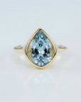 Fancy Cut Aquamarine Bezel Set Ring, Gold Statement Ring - Melt'm Jewelry