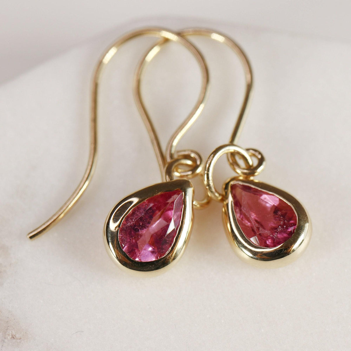 18k Gold Pink Tourmaline Earrings - Melt'm Jewelry