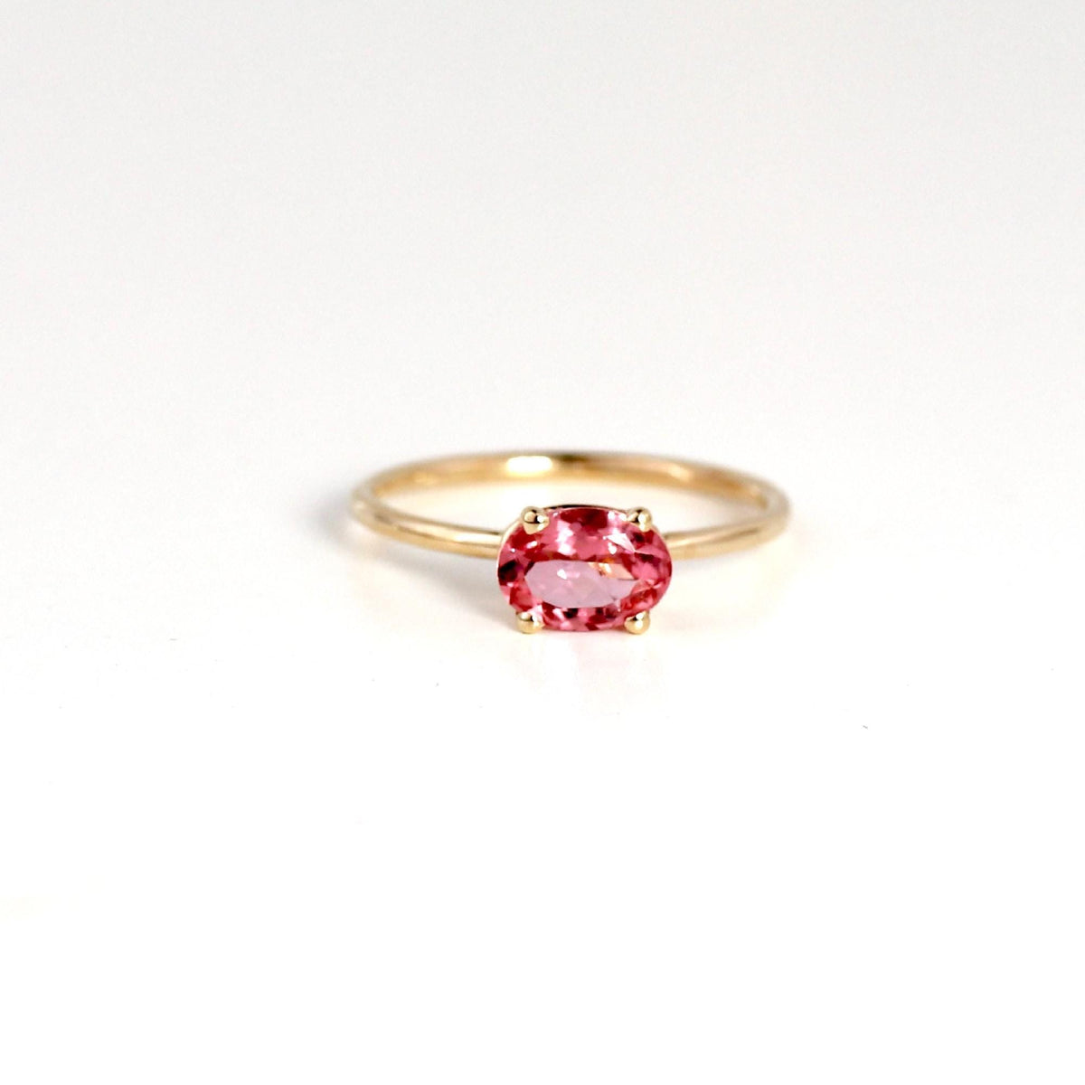Pink Tourmaline Ring, 14K Solid Gold Oval Tourmaline Ring, October Birthstone Ring, Natural Pink Gemstone Ring - Melt'm Jewelry