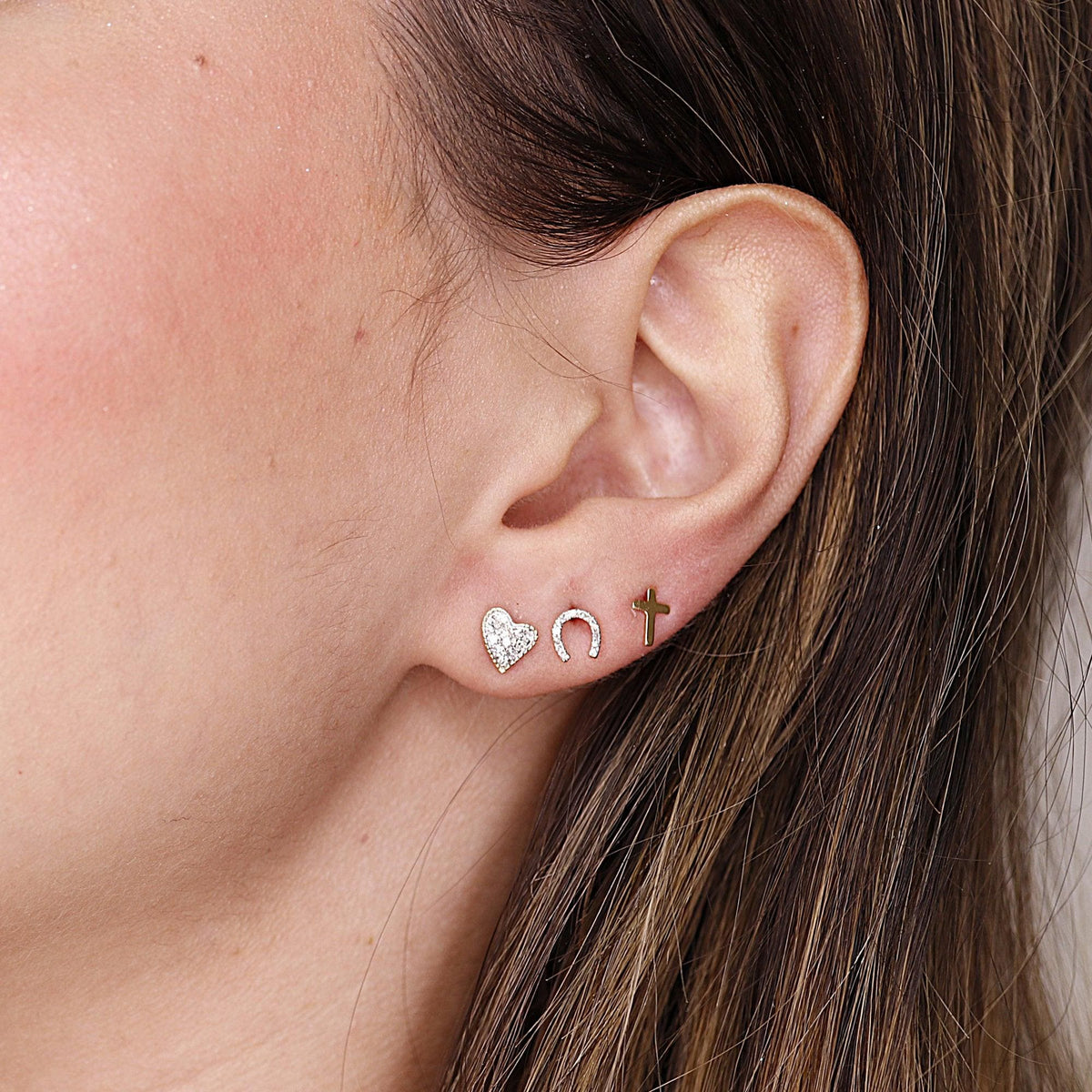 14k Solid Gold Cross Stud Earrings (SINGLE OR PAIR) - Melt'm Jewelry