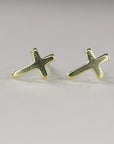14k Solid Gold Cross Stud Earrings (SINGLE OR PAIR) - Melt'm Jewelry