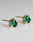 Heart Emerald Earrings 14k Solid Gold, Heart Emerald Stud Earrings - Melt'm Jewelry