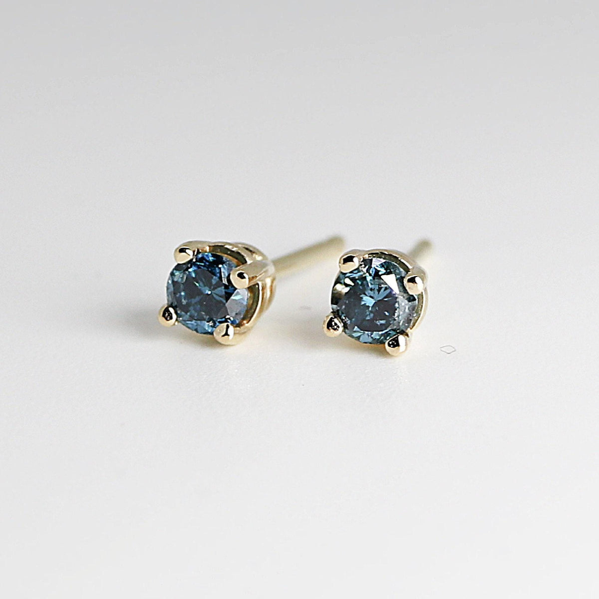 Blue Diamond Earrings 14k Gold (SINGLE or PAIR) - Melt'm Jewelry