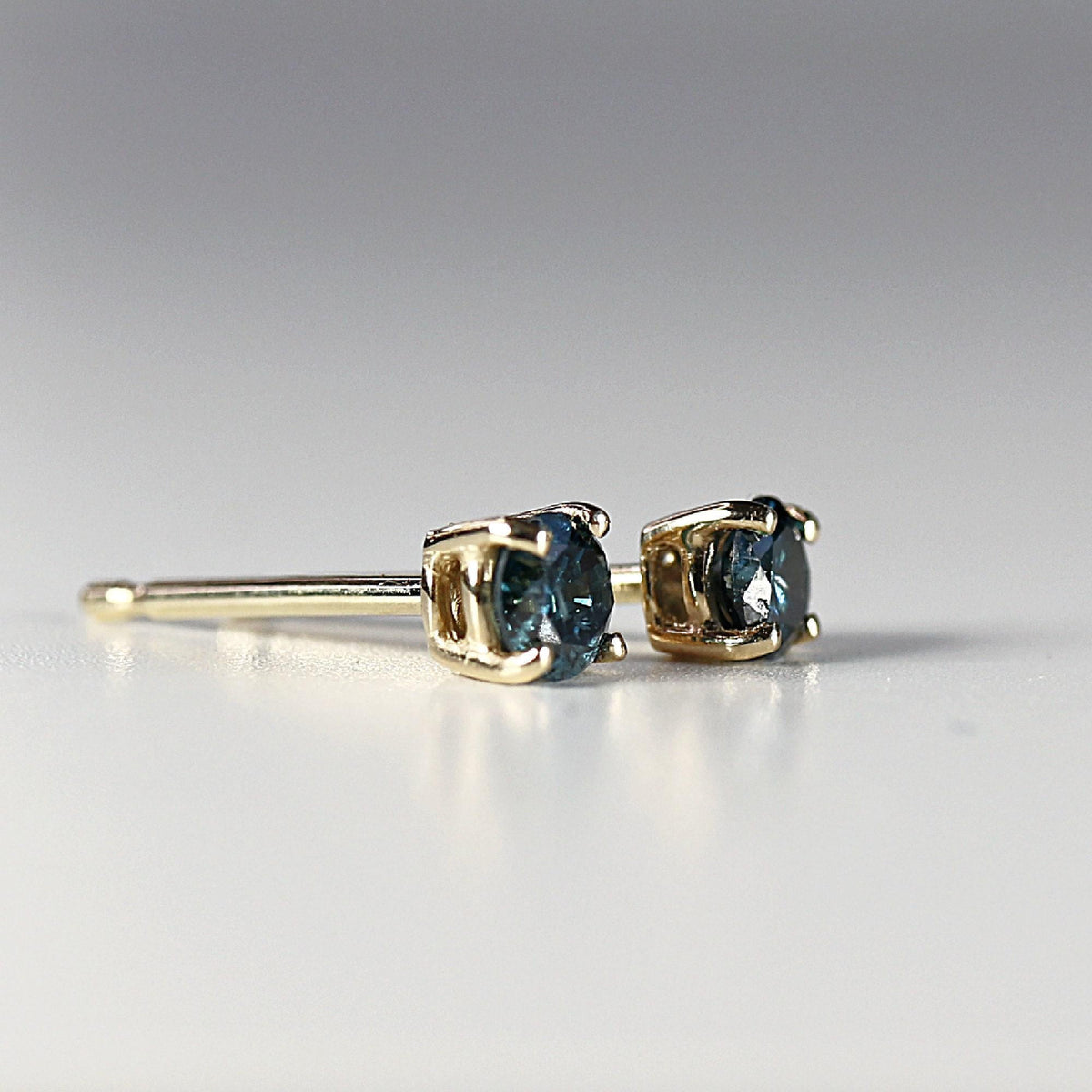 Blue Diamond Earrings 14k Gold (SINGLE or PAIR) - Melt'm Jewelry