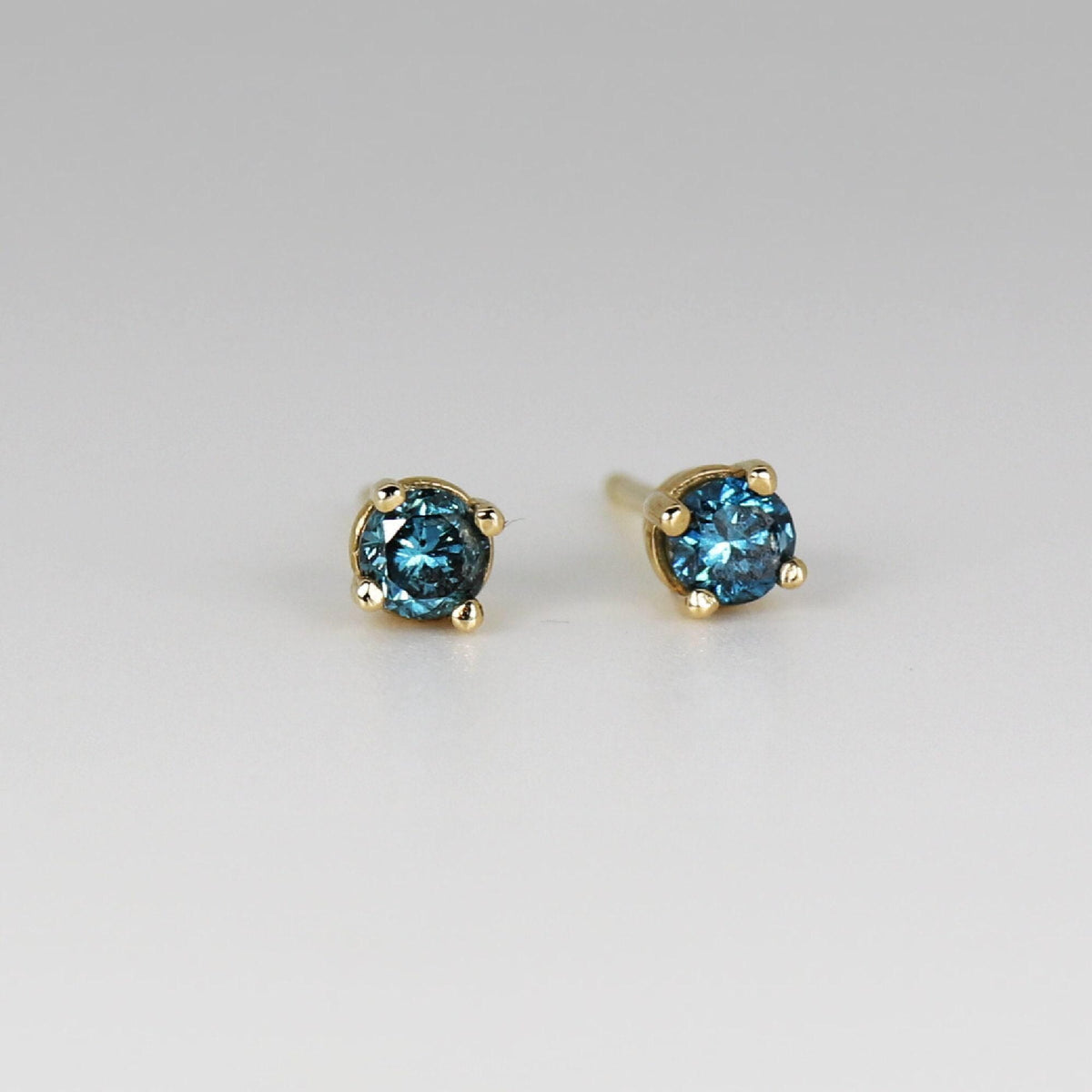 Blue Diamond Earrings 14k Gold (SINGLE or PAIR) - Melt'm Jewelry