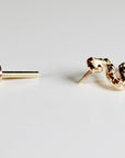 Snake Flat Back Earrings 14k Solid Gold (SINGLE OR PAIR), Serpent Stack Earrings - Melt'm Jewelry
