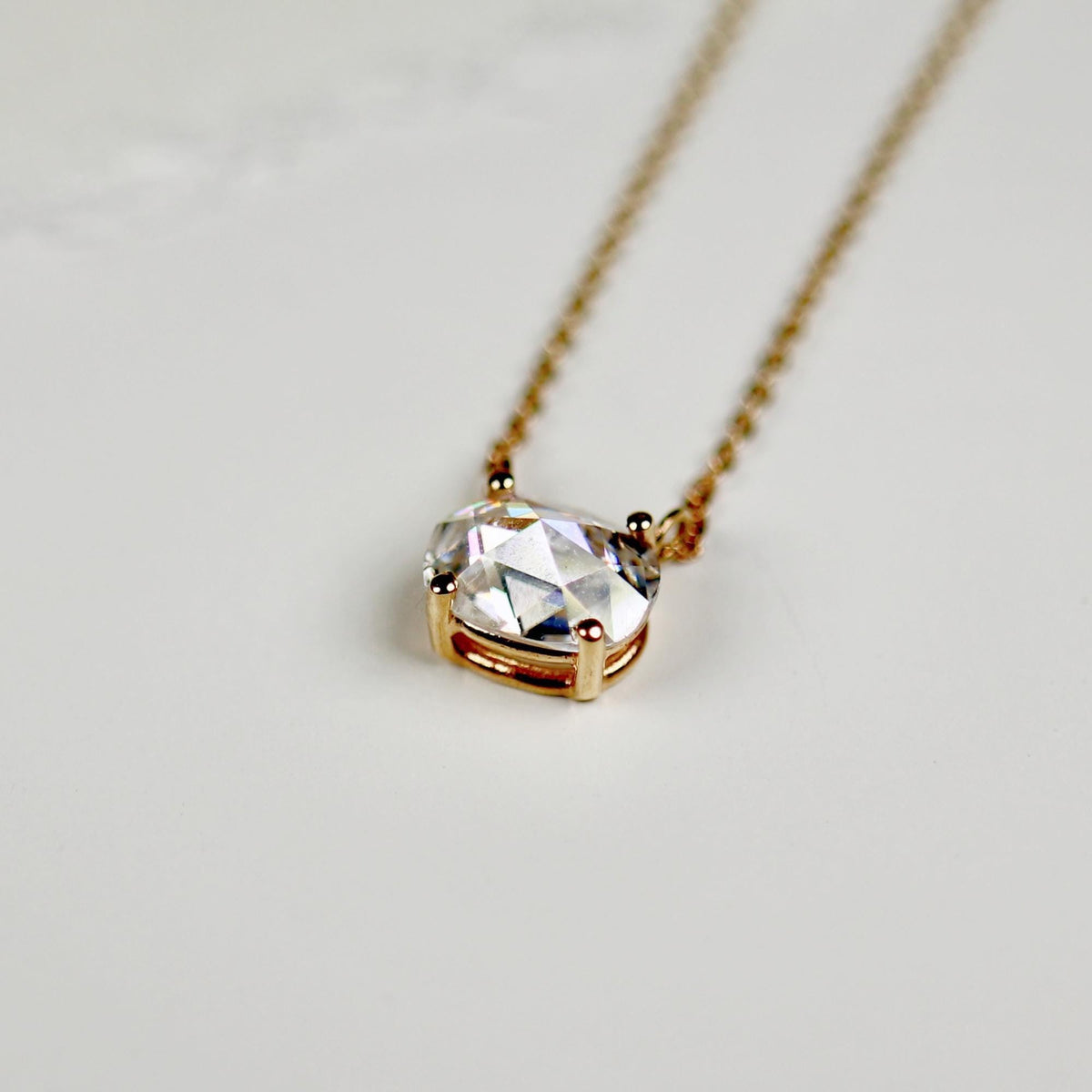 Oval Moissanite Necklace 14k Solid Gold - Melt'm Jewelry
