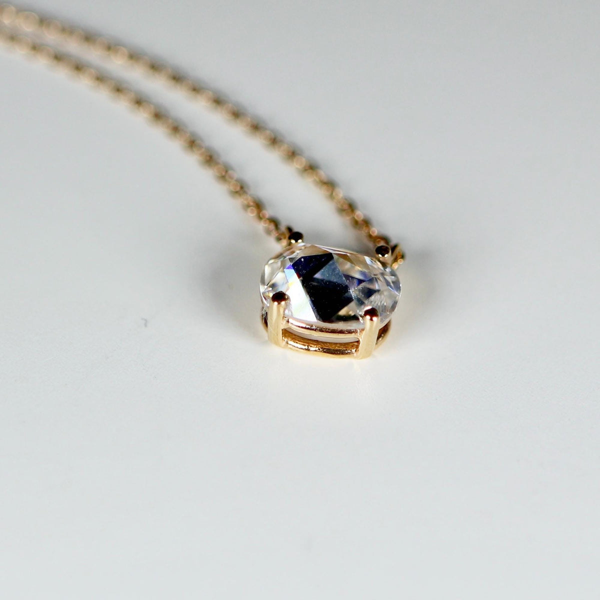 Oval Moissanite Necklace 14k Solid Gold - Melt'm Jewelry