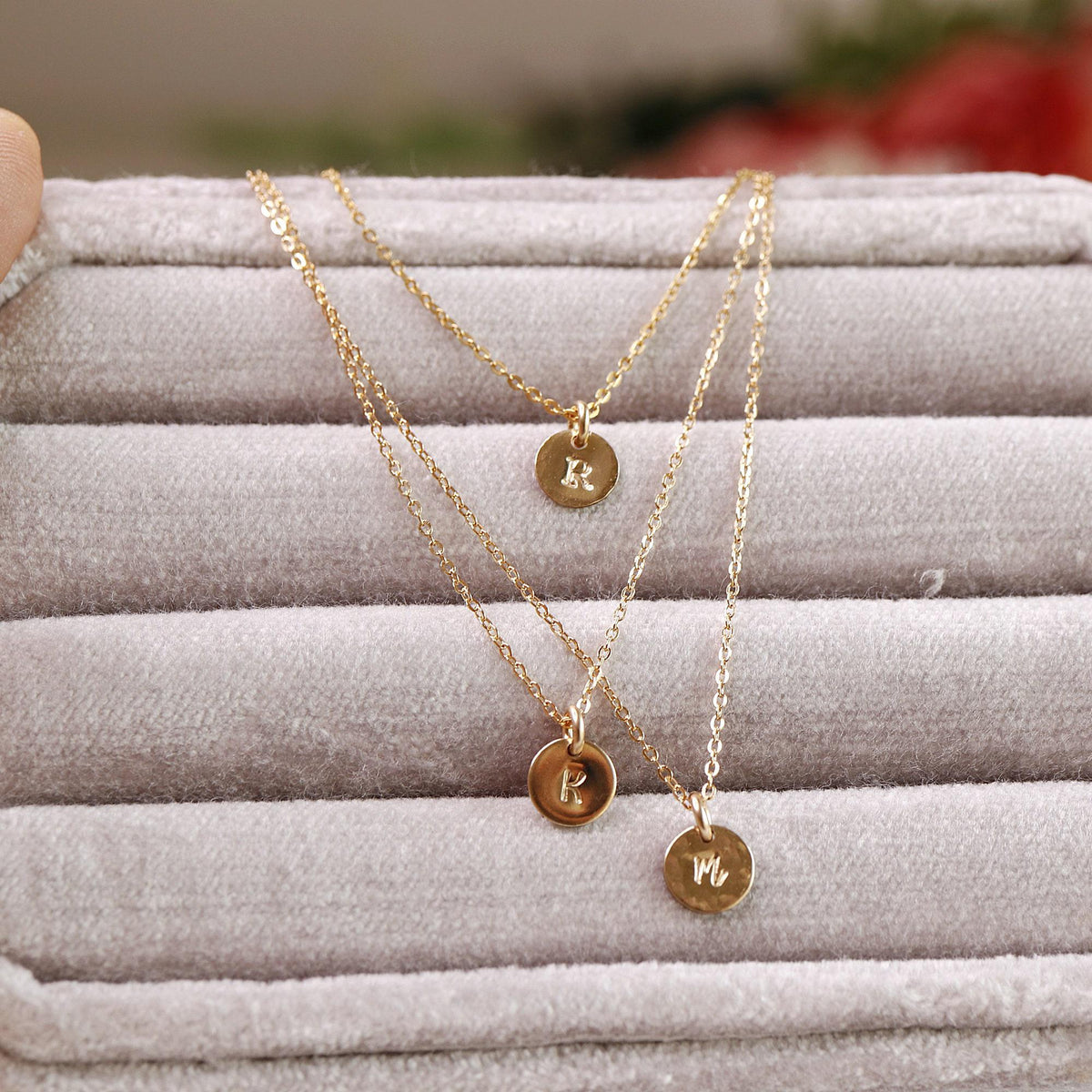 Dainty Initial Necklace Gold Filled, Hand Stamped Initial Necklace - Melt'm Jewelry