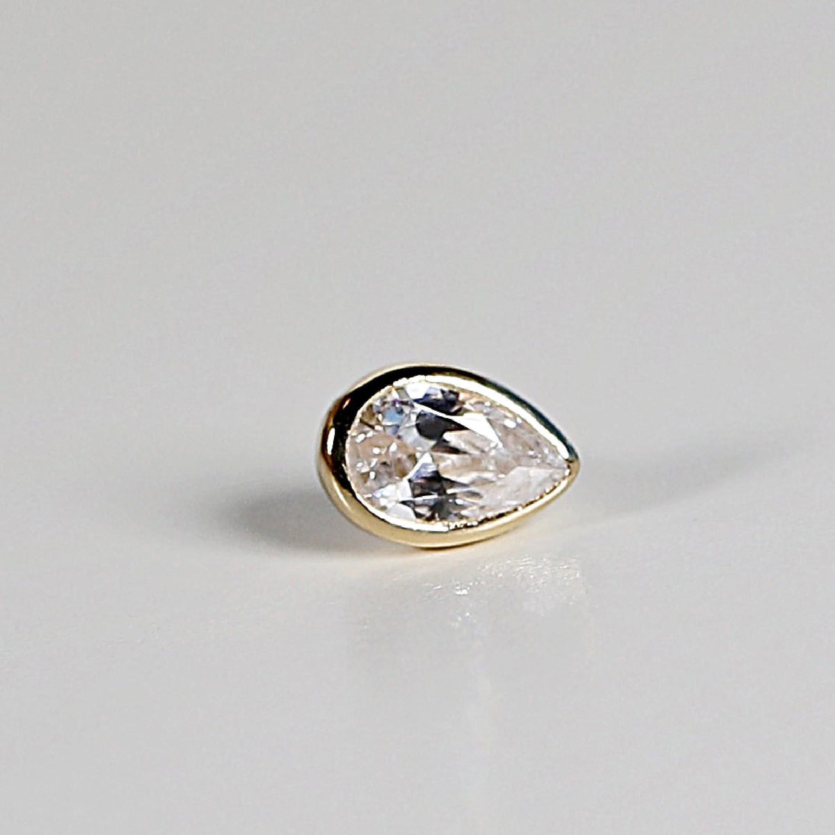Pear CZ Bezel Set Flat Back Earrings 14k Solid Gold (single or pair) - Melt'm Jewelry