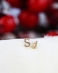 Diamond Initials Stud Earrings in 14k Gold (SINGLE or PAIR) - Melt'm Jewelry