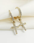 Diamond Cross Hoop Earrings (SINGLE or PAIR) - Melt'm Jewelry