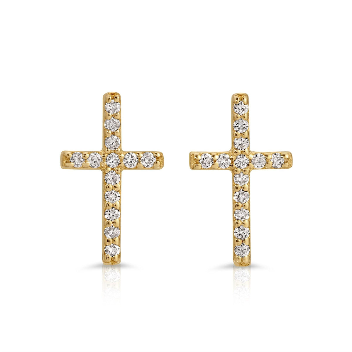 14k Yellow Gold Diamond Cross Earrings (SINGLE OR PAIR) - Melt'm Jewelry