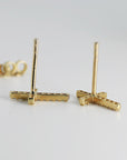 14k Yellow Gold Diamond Cross Earrings (SINGLE OR PAIR) - Melt'm Jewelry