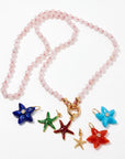 Pink Quartz Charm Holder Necklace, Hand Knotted Silk - Melt'm Jewelry