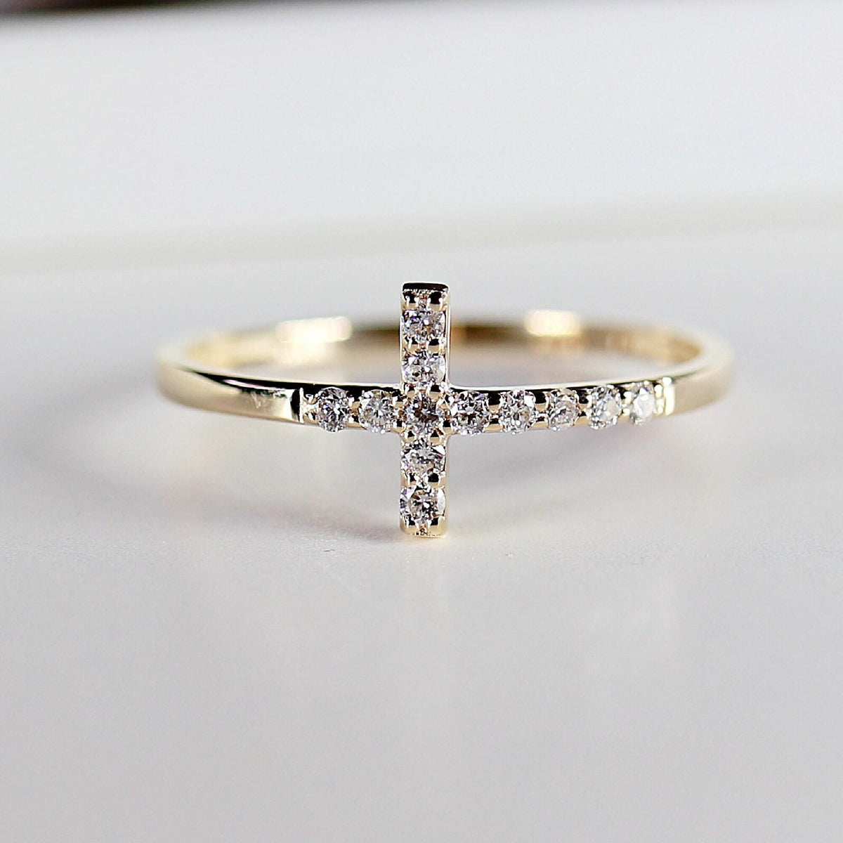 Diamond Cross Ring in 14K Gold - Melt'm Jewelry