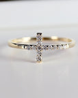 Diamond Cross Ring in 14K Gold - Melt'm Jewelry
