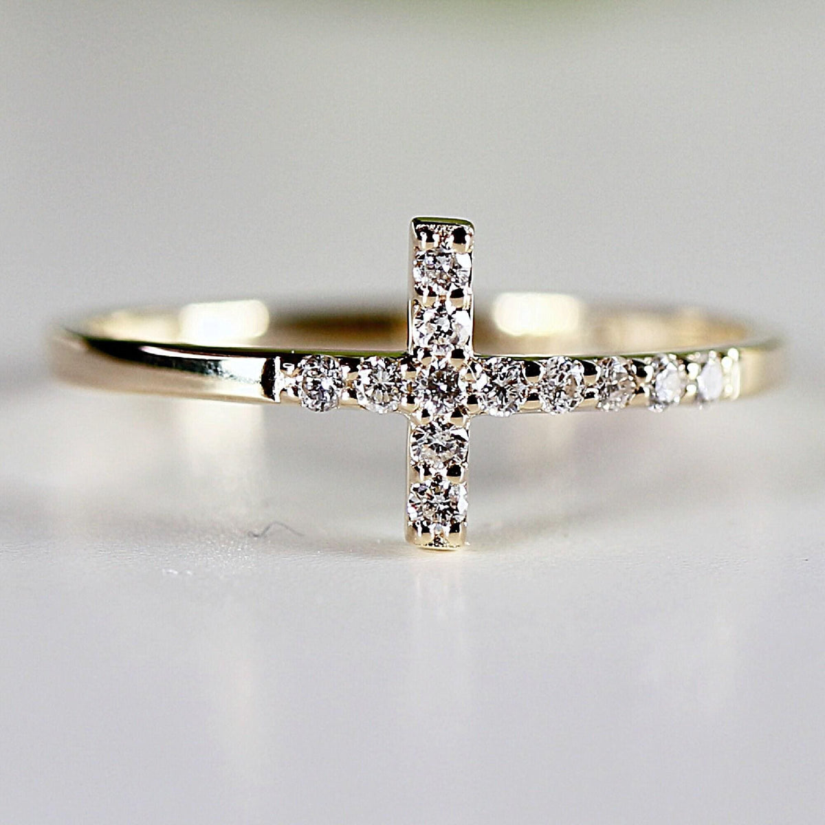 Diamond Cross Ring in 14K Gold - Melt'm Jewelry