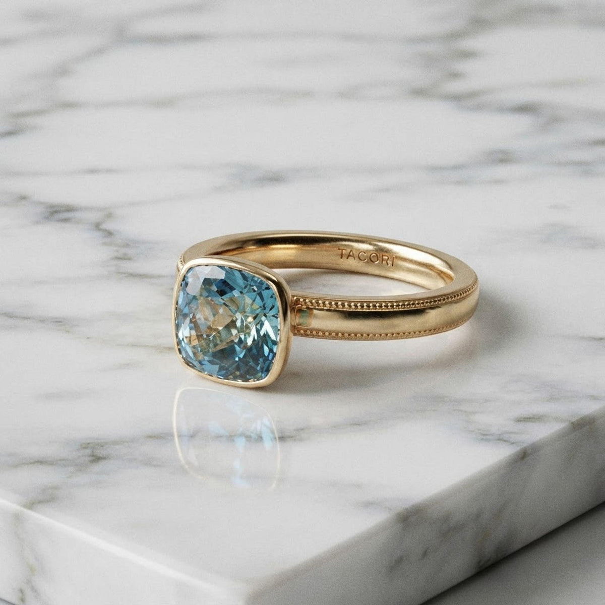 Cushion Cut Blue Topaz Engagement Ring in 10k Gold - Melt'm Jewelry