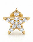 CZ Diamond Star Earring 14k Solid Gold, Internally Threaded Flat Back Earring (SINGLE) - Melt'm Jewelry