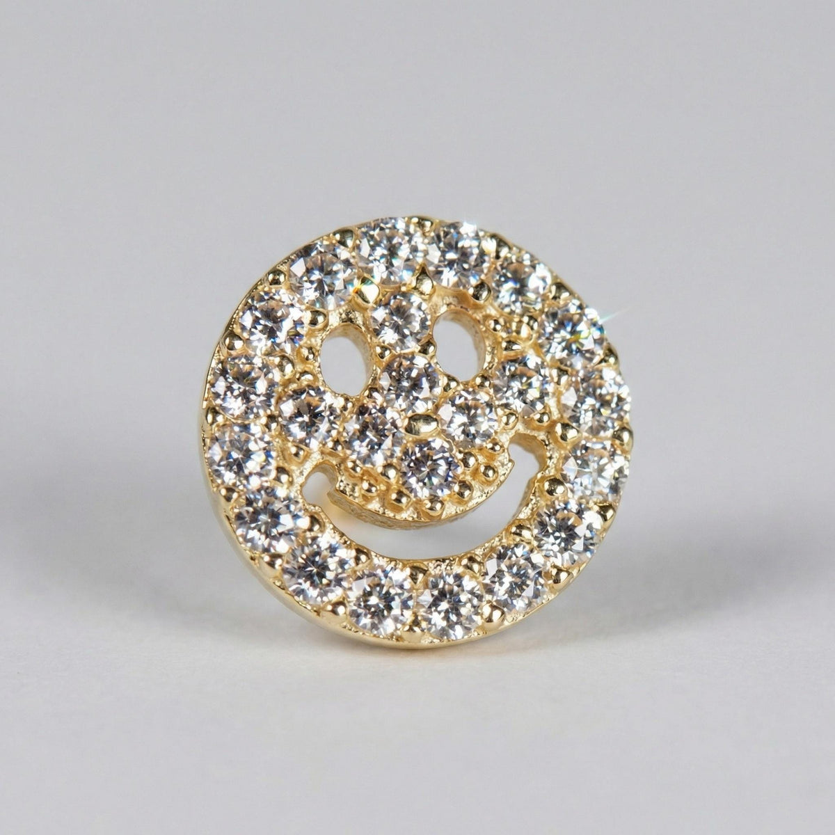 Smiley Face Flat Back Earrings 14k Solid Gold (SINGLE OR PAIR) - Melt'm Jewelry