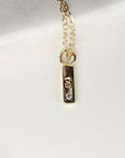 14k Solid Gold Vertical Bar Initial Necklace - Melt'm Jewelry