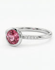 Dainty Pink Tourmaline Ring, 14k Solid Gold Blush Solitaire Ring With Diamonds - Melt'm Jewelry