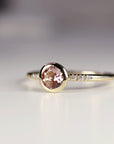 Dainty Pink Tourmaline Ring, 14k Solid Gold Blush Solitaire Ring With Diamonds - Melt'm Jewelry