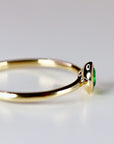 14k Gold Bezel Set Emerald Ring, Stacking Minimalist Gemstone Ring - Melt'm Jewelry