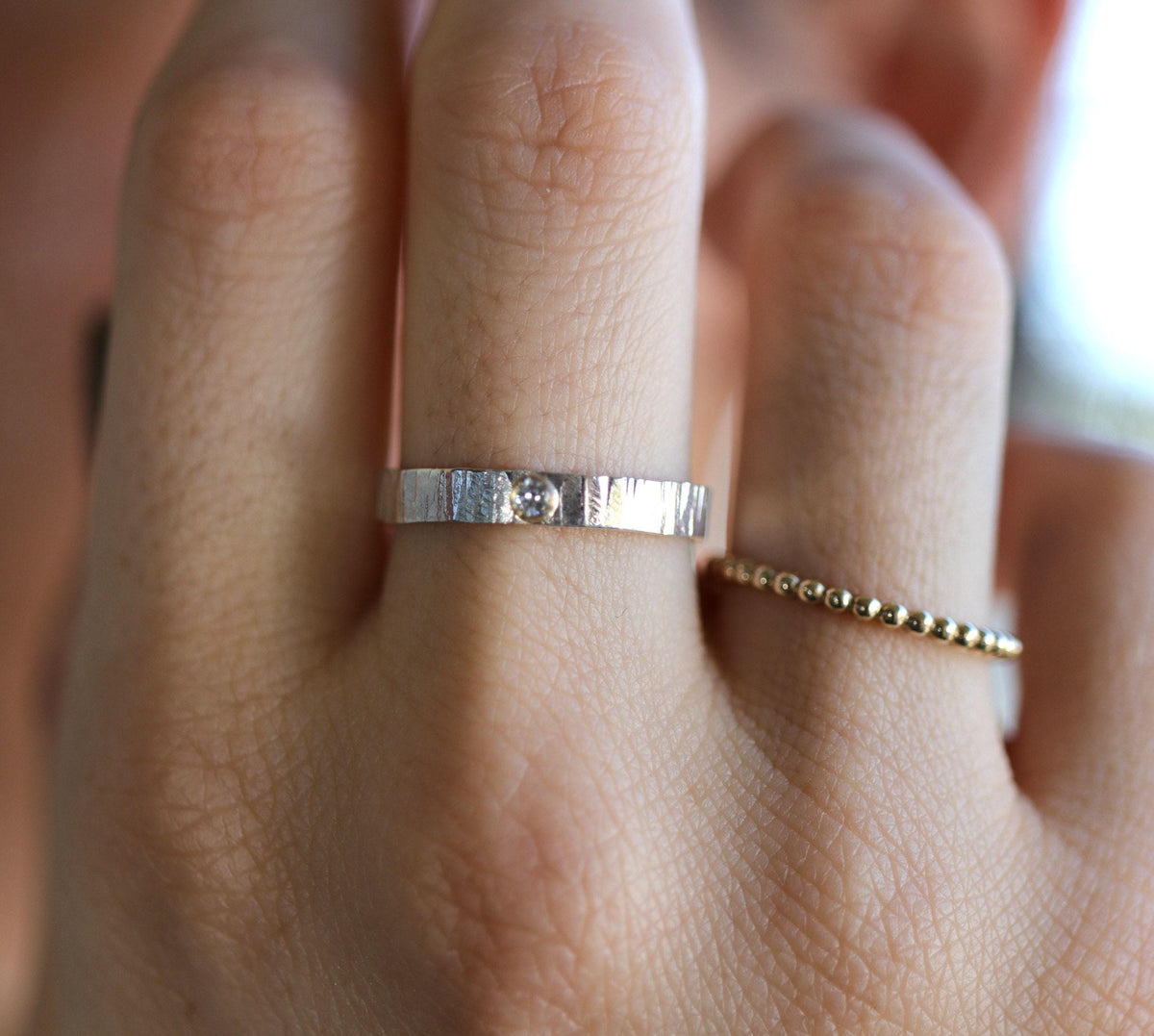 Silver, Gold and Rose Gold Set of 3 Ring with Diamond - Melt'm Jewelry