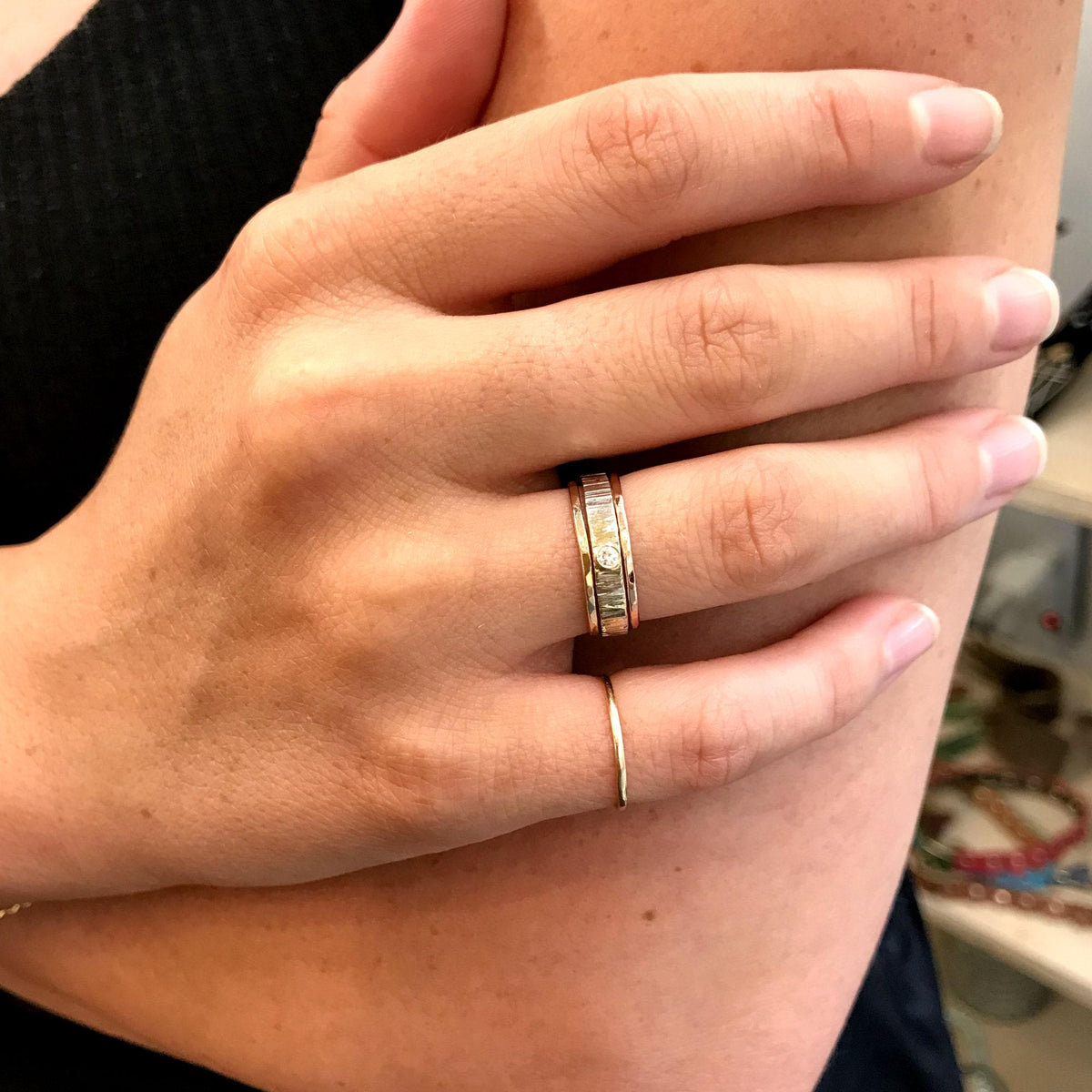 Silver, Gold and Rose Gold Set of 3 Ring with Diamond - Melt'm Jewelry